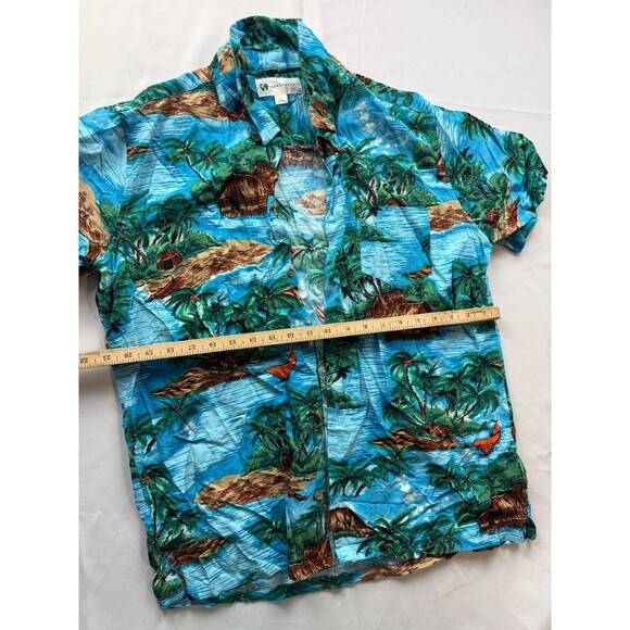 Aeropostale Mens Hawaiian Palm Trees Print The Resort Shirt Size Large Blue - Picture 5 of 6
